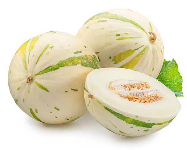 istock Sugar matisse melons and melon half with seeds isolated on white background. File contains clipping path. 2233320091