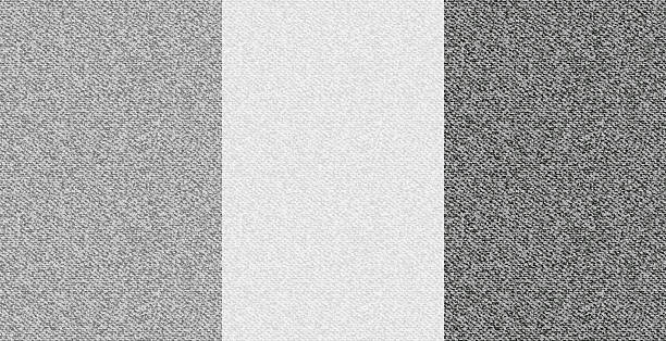 Black, gray and white denim fabric texture. Seamless patterns set of jeans cloth. Texture of cotton textile material or canvas. Abstract seamless patterns of denim, vector illustration