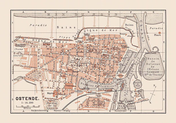 istock Historical city map of Ostend, Belgium, lithograph, published in 1897 2233322659