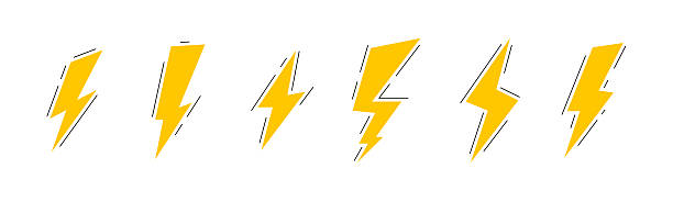 istock A set of six unique lightning bolt designs in yellow. 2233330565