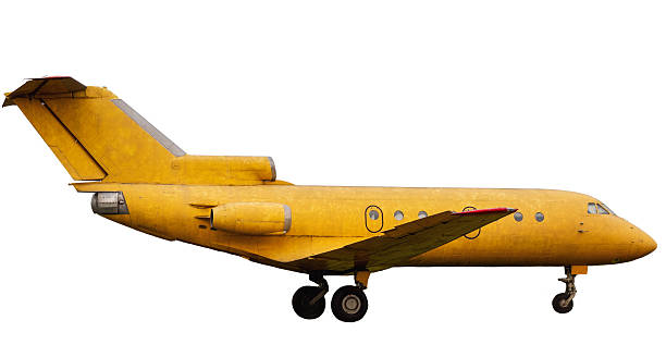 istock Yellow airplane on white background 2233330620