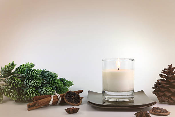 istock luxury aroma scented candle on nice table in bedroom for creating good relax ambient on Valentine day 2233334787