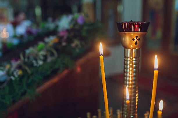 istock Church candles on the background bokeh close-up. 2233337320
