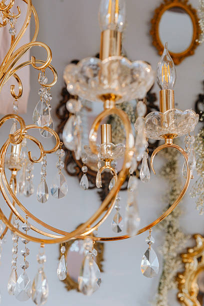 istock Elegant chandelier with crystal details in a vintage setting 2233340355