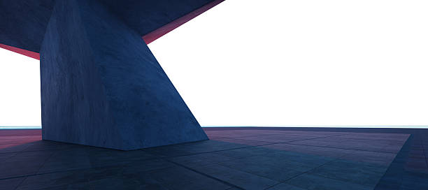 istock 3d rendering abstract concrete building with empty space and light beams at sunset 2233342443