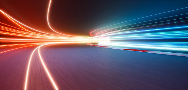 istock 3d rendering light trails painting a racing track at night 2233342484