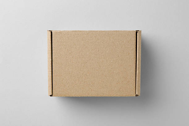 istock One blank cardboard box on white background, top view. Mockup for design 2233344243