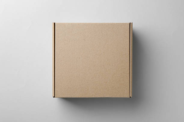 istock One blank cardboard box on white background, top view. Mockup for design 2233344298