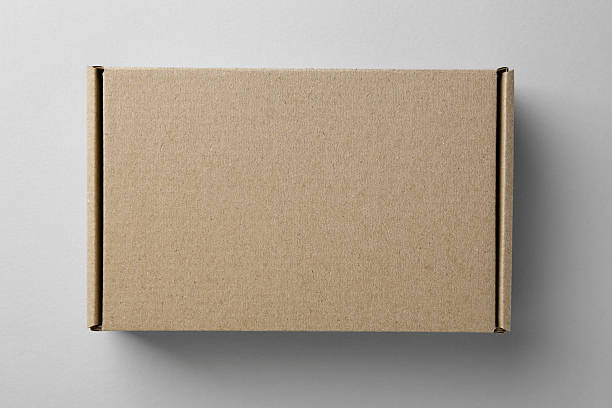 istock One blank cardboard box on white background, top view. Mockup for design 2233344329