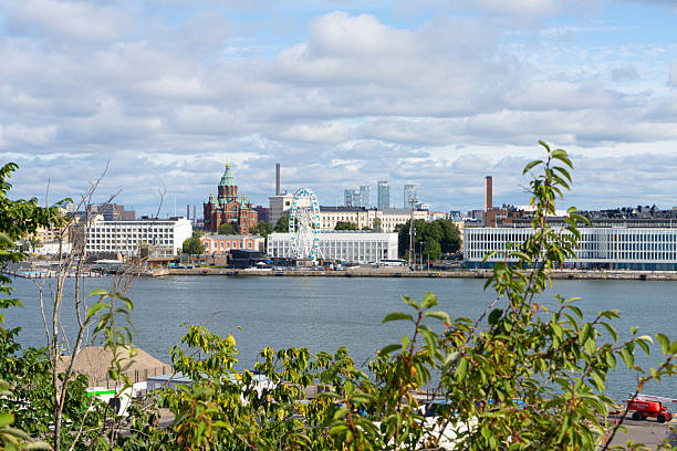 Helsinki, Finland. August 27 2025. Panoramic view of the city from the observatory mountain park in the city center