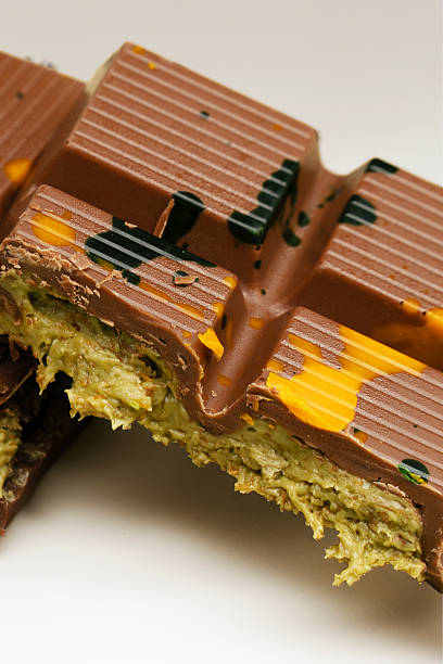 Dubai pistachio chocolate bar close-up