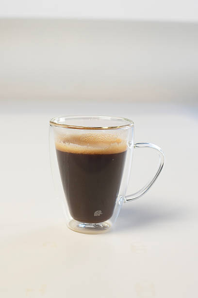 Espresso coffee in small glass cup