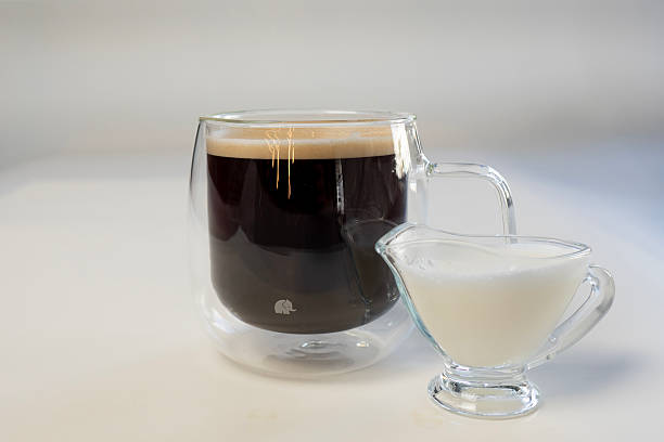 Coffee served with separate milk in glass cups