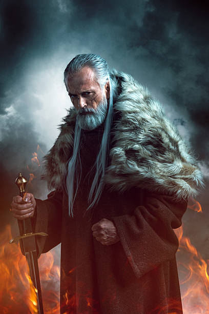 istock Epic Fantasy Warrior King with Sword in fire 2233363062