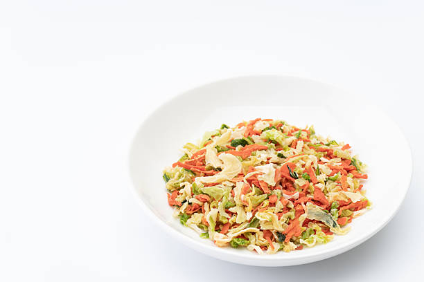 Topping mix of dried vegetables in a dish