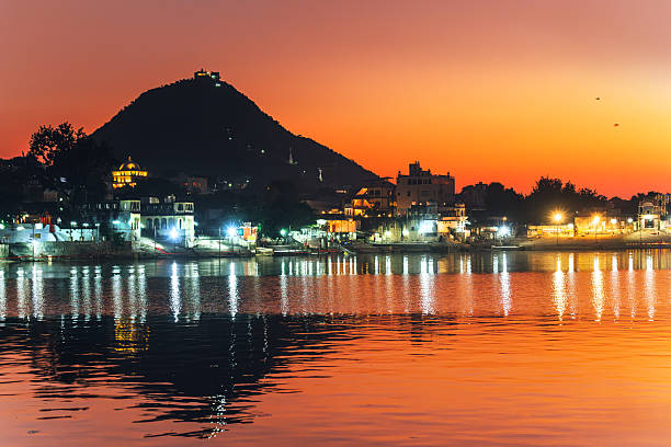 istock Scenic View of Pushkar During Sunset With Reflections on the Lake 2233369230