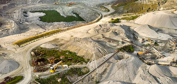istock Aerial view of open pit mining site of limestone materials extraction for construction industry 2233370277