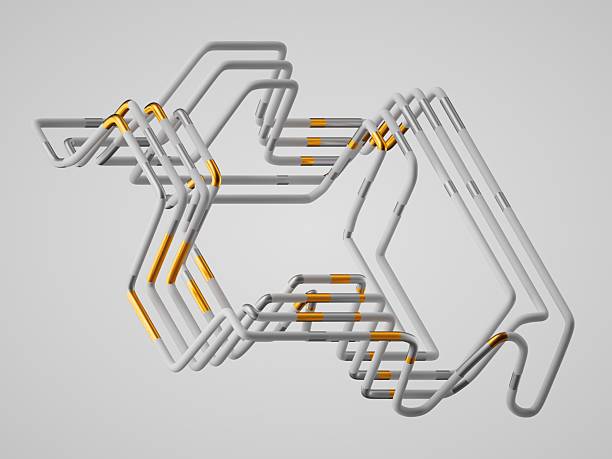 Abstract background of close up of metal pipe. 3D illustration