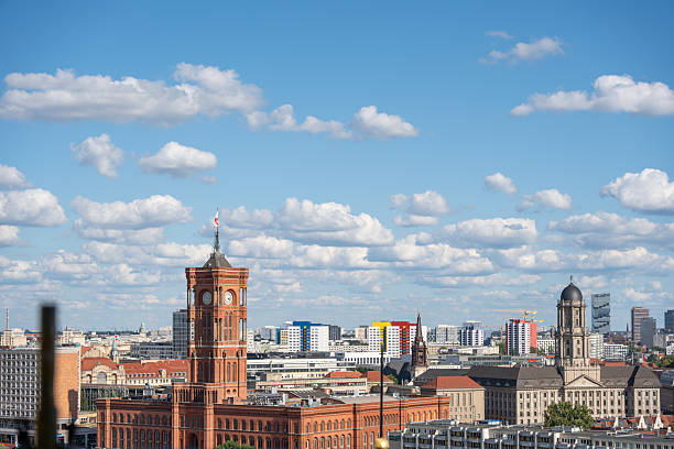 istock Red Town Hall and Skyline. 2233374454
