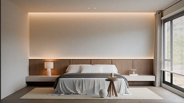 istock Modern Minimalist Japandi Bedroom Interior Frame Poster Mockup 2233374639