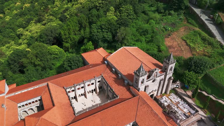 Aerial View of Santo Estevo Monastery in Galicia, Spain