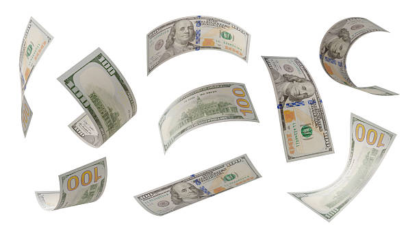 istock Build Your Own 2 (of 3) - Randomly Falling Collection of U.S. 100 Dollar Bills Isolated on a White Background. 2233378514