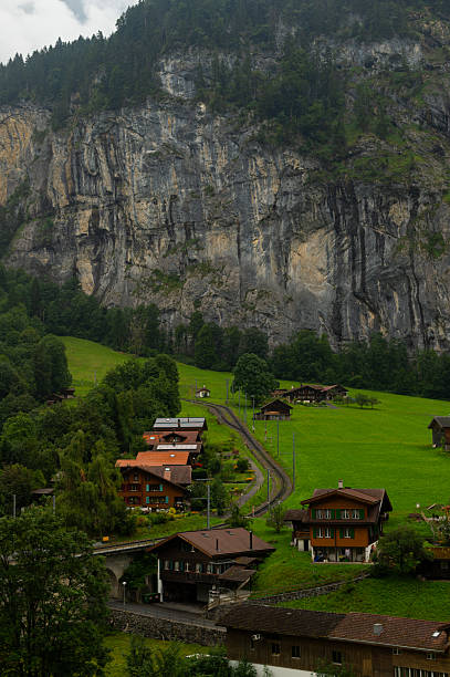 istock Authentic Alpine Railway and Cliffs Scenic Photo 2233380112
