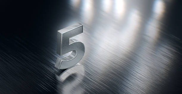 istock Shiny Metallic number 5 (five) on stainless steel surface. Abstract background 2233406966