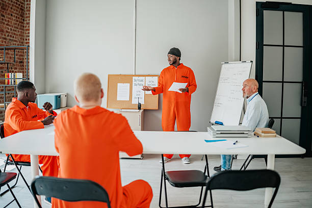 Prison education program fosters teamwork and learning among diverse group of men in reformative classroom environment