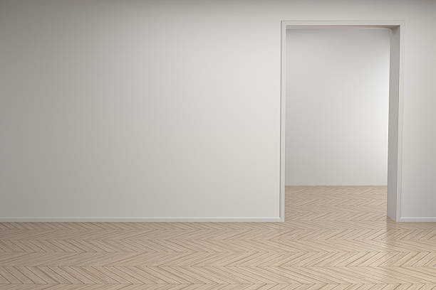 istock Modern interior with blank wall and wooden parquet, empty room, 3D rendering 2233410213