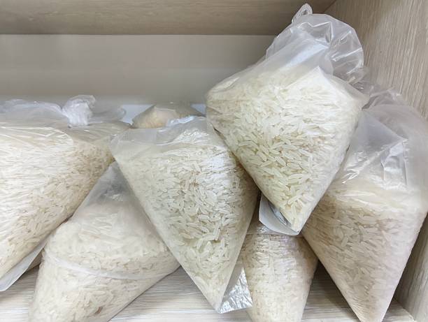 Bags with rice ready for sale