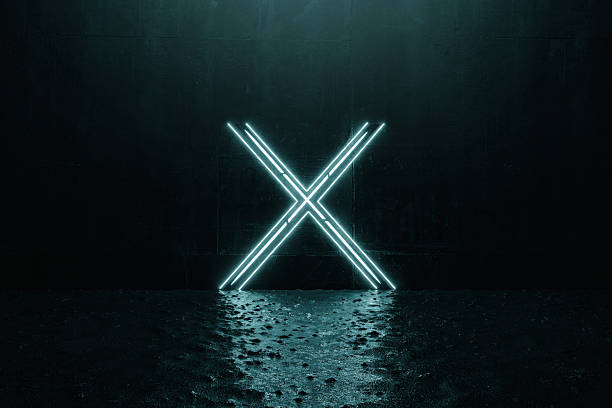 istock 3D rendering of framed lighten X alphabet shape on grunge floor 2233414759