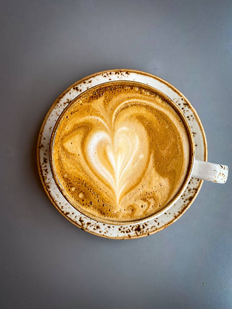 Heart shaped latte art in cafe