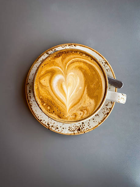 Heart shaped latte art in cafe
