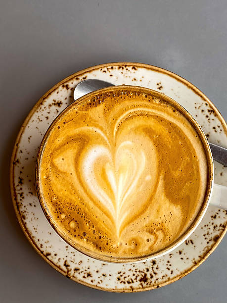 Heart shaped latte art in cafe