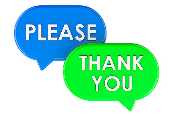 Please and Thank You, speech bubbles. Polite communication, concept. 3D rendering isolated on white background