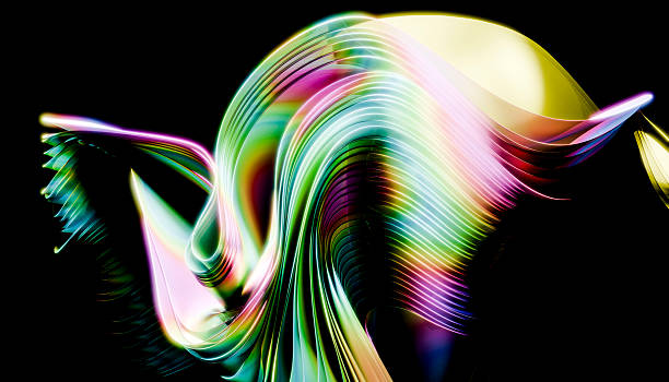 istock Abstract colorful waves flowing on black background 2233435943
