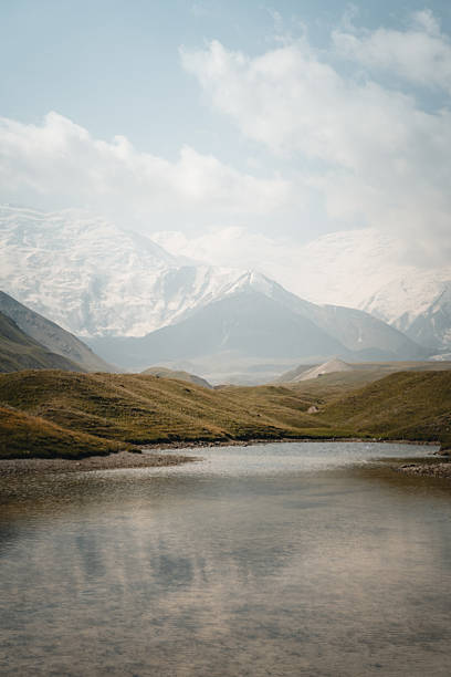 Tulpar Kol Lake, Lenin Peak 7134m in the background, Kyrgyzstan