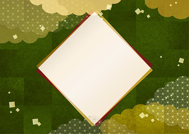 Textured background material featuring traditional Japanese patterns on golden washi paper. Perfect for New Year's, year-end gifts, and New Year's cards.