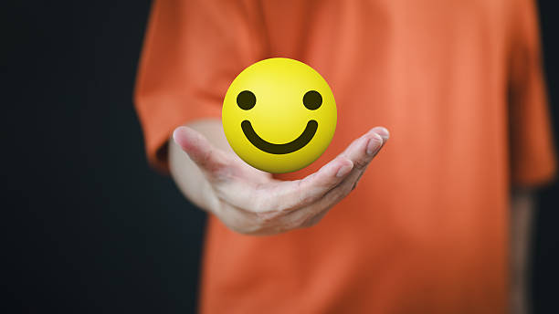 Customer leave positive comments with smile faces, indicating high-quality service and positive customer satisfaction in online shopping, and success in business.