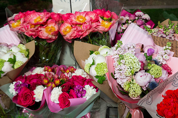 Fresh flowers at a Farmers Street Market in the city.