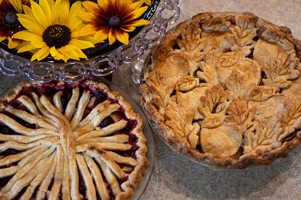 Cherry and Apple Pies Duo with Sunflower Accents in Kelowna, British Columbia, Canada