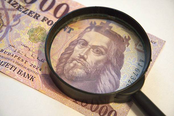 istock Hungarian 10000 Forint Banknote with Magnifier 2233457913