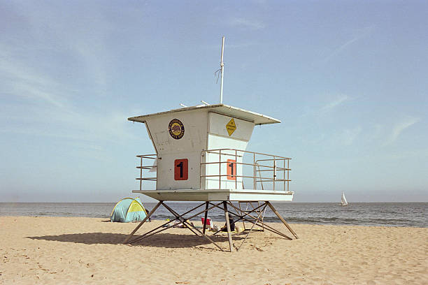 Strandwachters huis op het strand van Miami