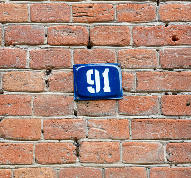 istock A blue and white sign with the number 91 on it 2233461653