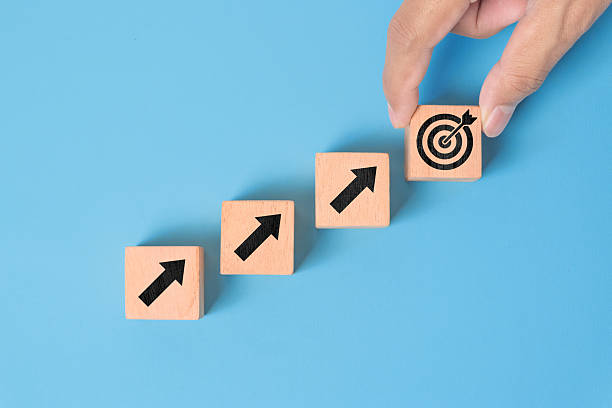 istock Target goal achievement, goal setting, business objectives, growth and success concepts. 2233463720