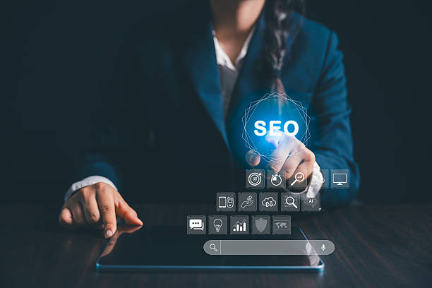 istock Person working on digital tablet manages search engine optimization, SEO, social media, content, advertisements boost website performance. internet business technology for promoting traffic website. 2233467109