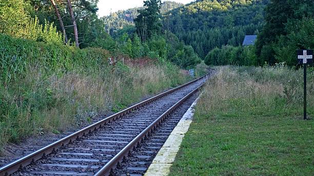 istock Mountain Rural Area Single Track Train Railway Station Platform 2233471660