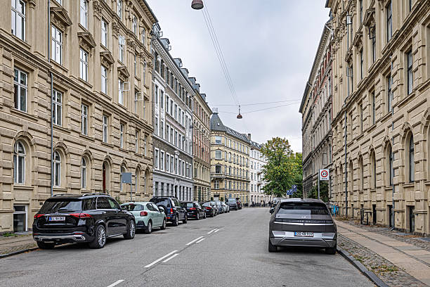 Østerbro, Copenhagen, Denmark - August 30th 2025:  Oluf Palmes Street, named after the assassinated Swedish Prime Minister, is home to the Swedish Embassy in Copenhagen. The architecture reflects the style of Østerbro—one of the more affluent districts in the Danish capital, known for its elegant buildings and quiet charm.