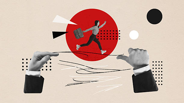 istock Group holds giant glowing light bulb in surreal teamwork collage with red and black elements 2233475295